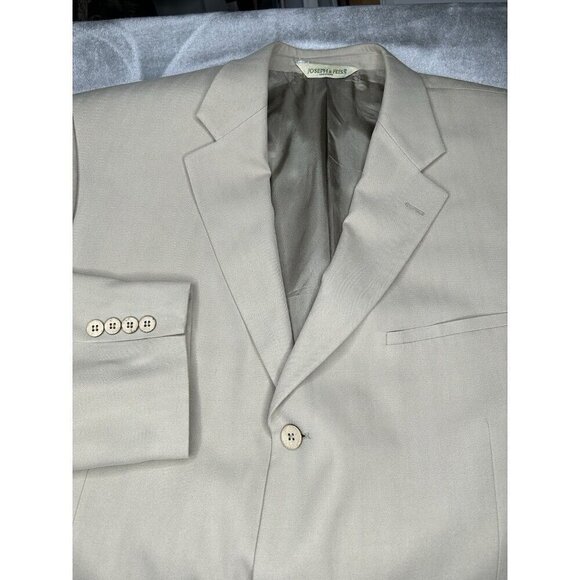 Joseph & Feiss SILK Blazer Mens 48 Long Beige Lined Sport Coat Jacket 3 Button - Picture 3 of 16